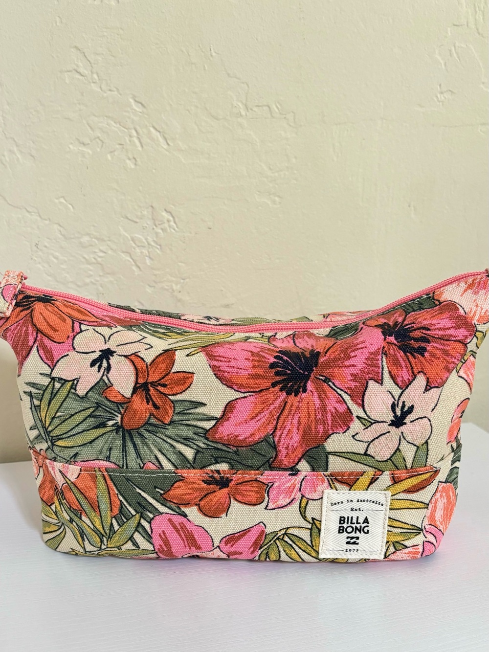 Billabong Tropical Floral Canvas Zipper Pouch Boho Beach Accessory - Picture 15 of 15
